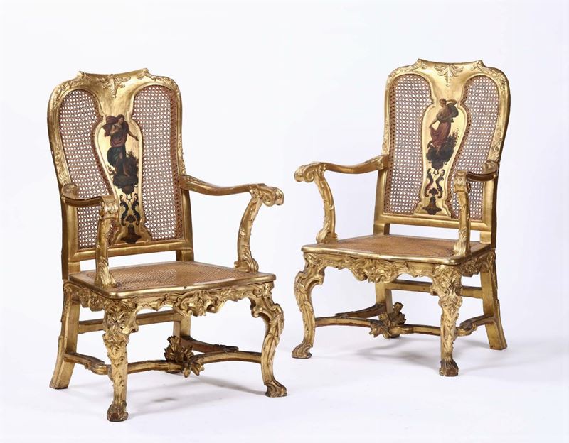 Coppia poltrone in stile in legno dorato  - Asta Antiquariato - Cambi Casa d'Aste