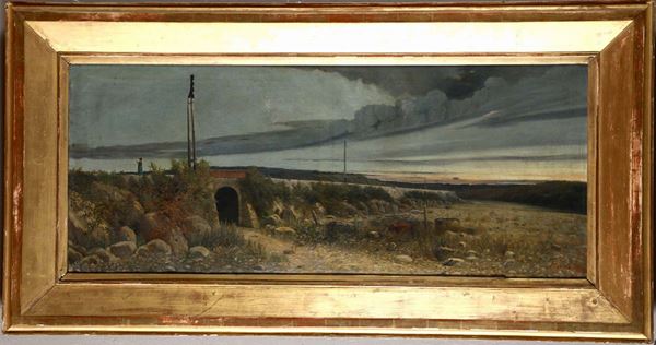 Caterina Corte (XIX-XX secolo) Paesaggio con ferrovia
