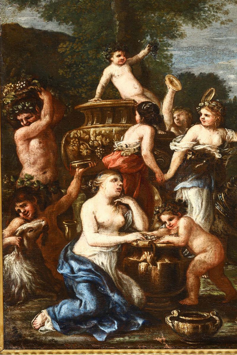 Scuola Romana del XVIII Secoloscena Mitologica Raffigurante Baccanale