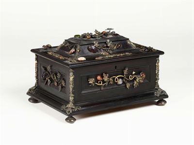 Scatola in Ebano Viola e Pietre Dure, XVIII-XIX Secolo