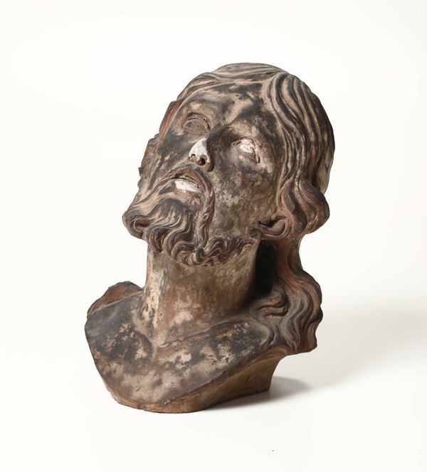 Testa di Cristo in terracotta, plasticatore del XVIII secolo