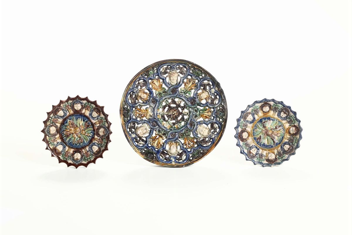 Coppia di Saliere Francia, alla Maniera di Bernard Palissy, Prima Metà del XVII Secolo
