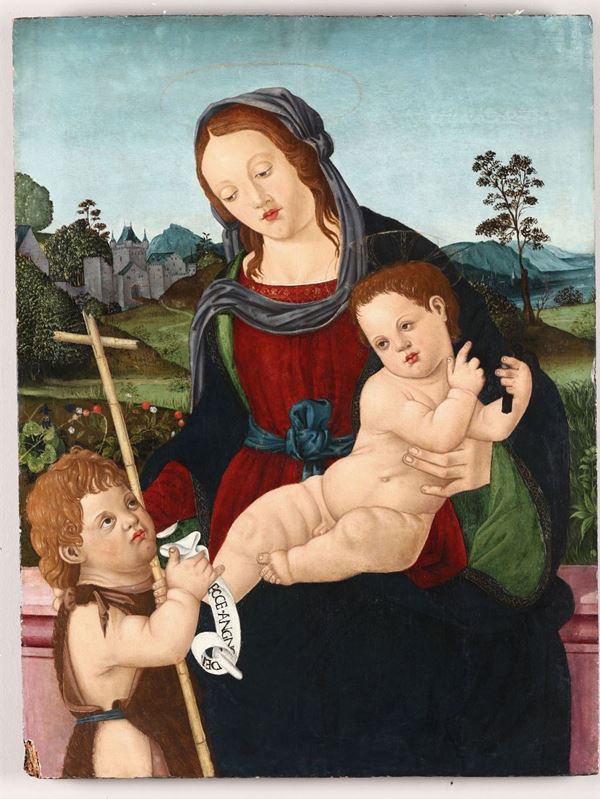 Scuola del XVI secolo Madonna con Bambino e San Giovannino