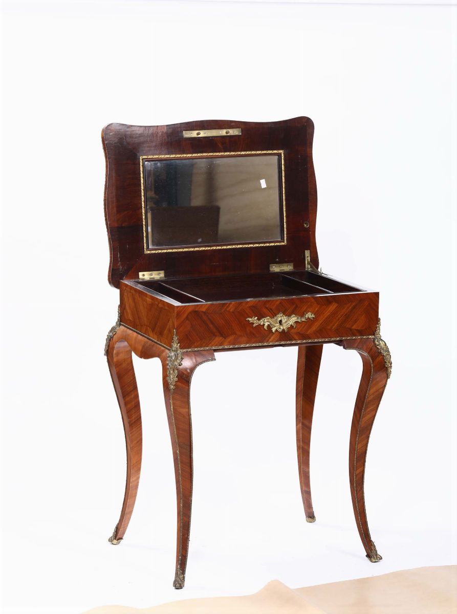 Tavolino da Lavoro Napoleone III Interamente Lastronato, XIX Secolo