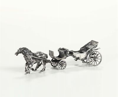 Modellino di Calesse in Argento Sterling, XX Secolo