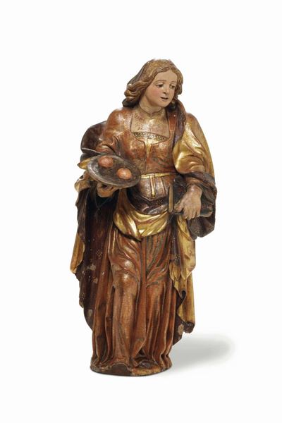 Scultura in Legno di Quercia Rappresentante Sant'agata, Scuola Spagnola del XVI Secolo, Gabriel J...