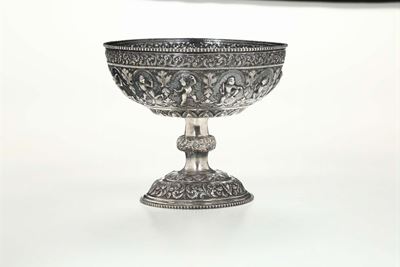 Coppa in Argento in Stile Europeo, Birmania, XIX-XX Secolo