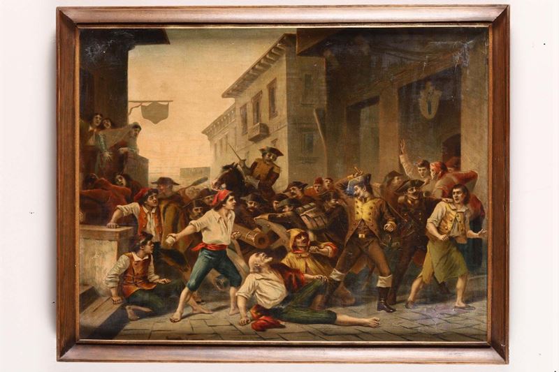Oleografia in cornice raffigurante il Risorgimento  - Auction Timed Fine Art - I - Cambi Casa d'Aste