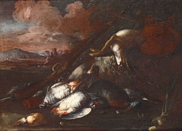 Baldassarre De Caro (Napoli 1689-1750), attribuito a Natura morta con cacciagione