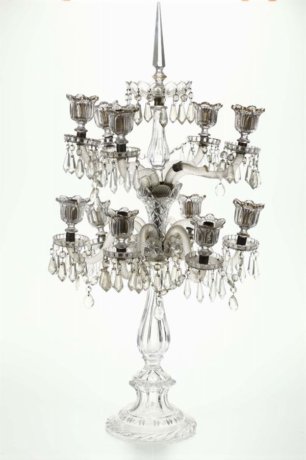 Girandole a due ordini di bracci in cristallo di Boemia