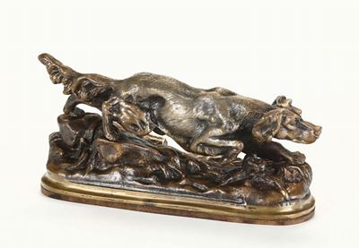 Scultura in Metallo Raffigurante Cane da Caccia, XX Secolo