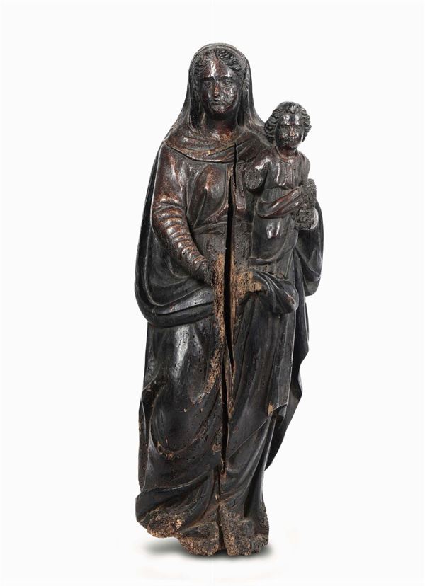 Madonna in legno scolpito, scultore del XVI secolo
