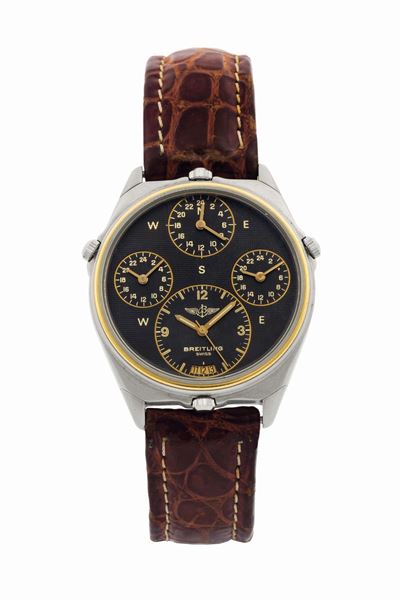 Breitling, Genève, World , Ref. 80840. Orologio da Polso, in Acciaio, al Quarzo, con Quattro Fusi...
