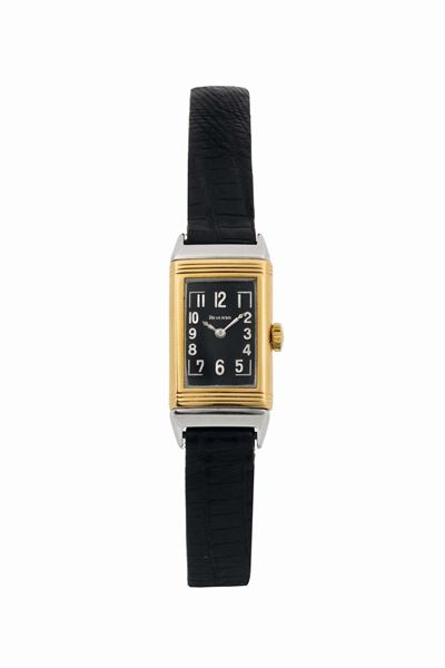 Reverso, Art Deco, Orologio da Polso, da Donna, Reversibile, in Acciaio e Oro con Fibbia Original...