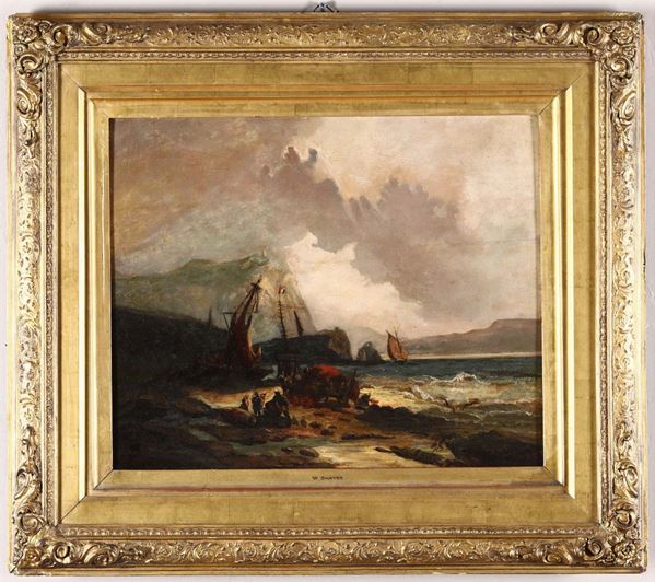 Scuola nord europea fine XVIII secolo Veduta costiera