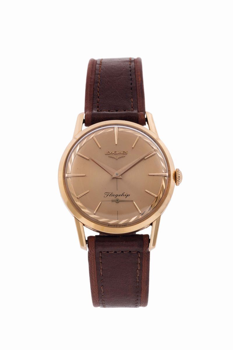 Longines, FLAGSHIP, 18K pink gold, self-winding wristwatch with original gold plated buckle. made circa 1960.  - Auction Watches and Pocket Watches - Cambi Casa d'Aste