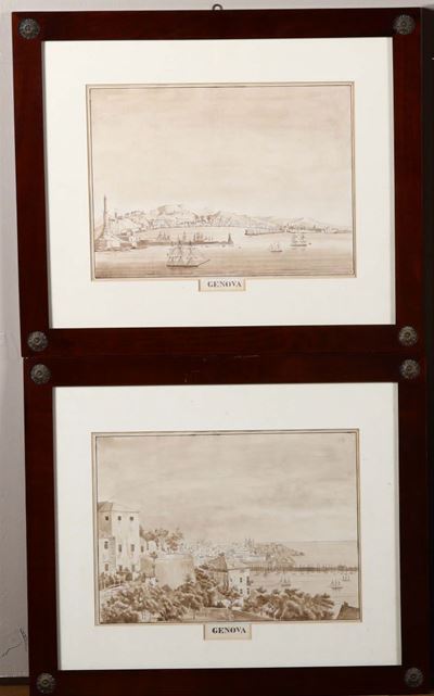 Saverio Pistolesi (attivo a Metà XIX Secolo)vedute di Genova