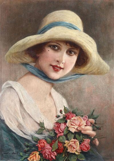 Francois Martin-kavel (1861 - 1931)jeune Fille Souriante