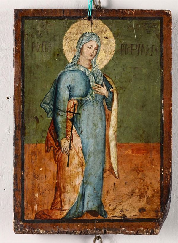 Icona in legno con Madonna, XIX secolo