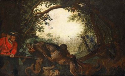Scuola Tedesca del XVII Secolocaccia al Cinghiale