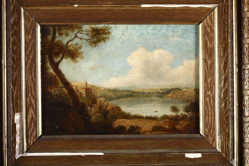 Scuola del XVIII-XIX secolo Paesaggio fluviale  - Asta Antiquariato - Cambi Casa d'Aste