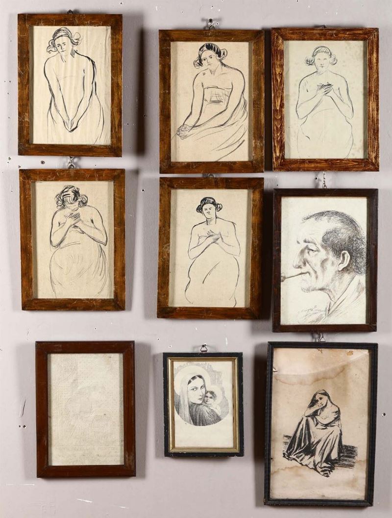 Lotto di nove disegni  - Auction Timed Fine Art - I - Cambi Casa d'Aste