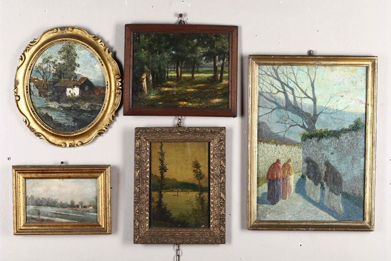Lotto di cinque dipinti  - Auction Timed Fine Art - I - Cambi Casa d'Aste