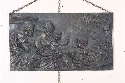 Placca in Metallo con Sacra Famiglia, XX Secolo
