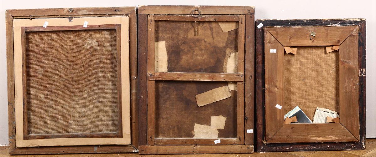 Lotto di Tre Dipinti Ad Olio su Tela a Tema Religioso, XVIII-XIX Secolo