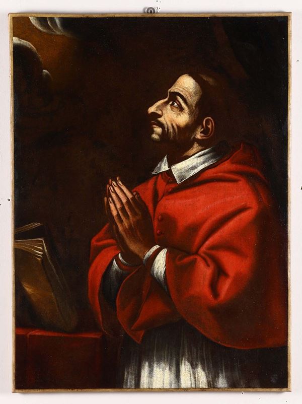 Scuola del XVIII secolo San Carlo in preghiera