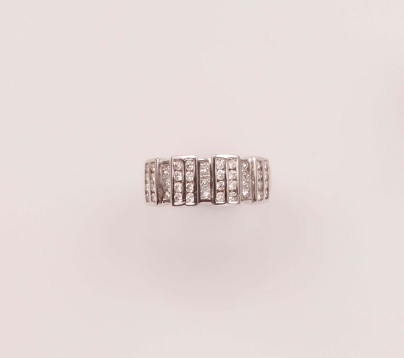 Anello a fascia con diamanti taglio brillante e taglio carré  - Asta Vintage, Gioielli e Orologi - Cambi Casa d'Aste