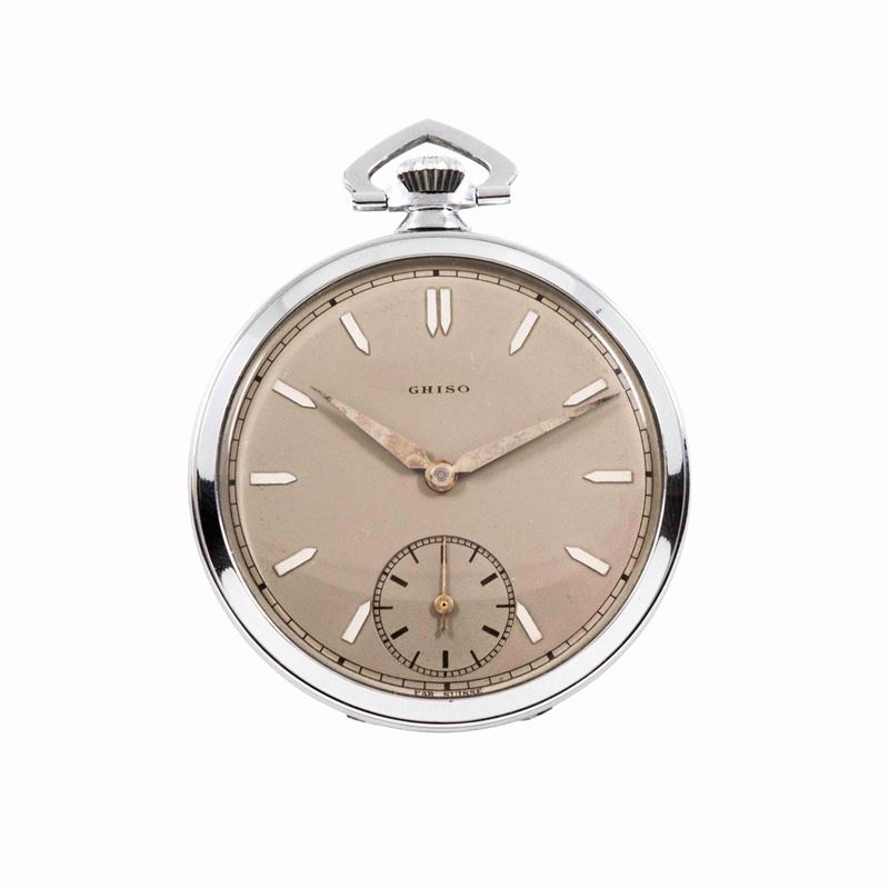 GHISO, orologio da tasca, in nickel, a carica manuale. Realizzato nel 1930 circa  - Asta Vintage, Gioielli e Orologi - Cambi Casa d'Aste