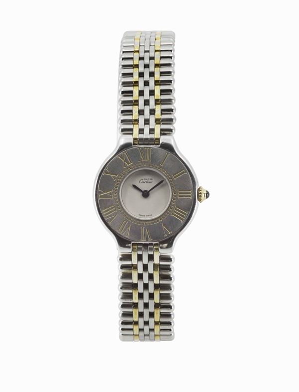 CARTIER, Must 21, orologio da polso, in acciaio e oro al quarzo con bracciale originale in acciaio e oro. Realizzato nel 1990 circa