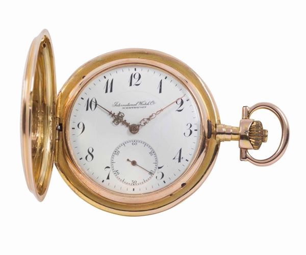 IWC, orologio da tasca, in oro rosa 14K. Realizzato nel 1900 circa. Accompagnato da una scatola