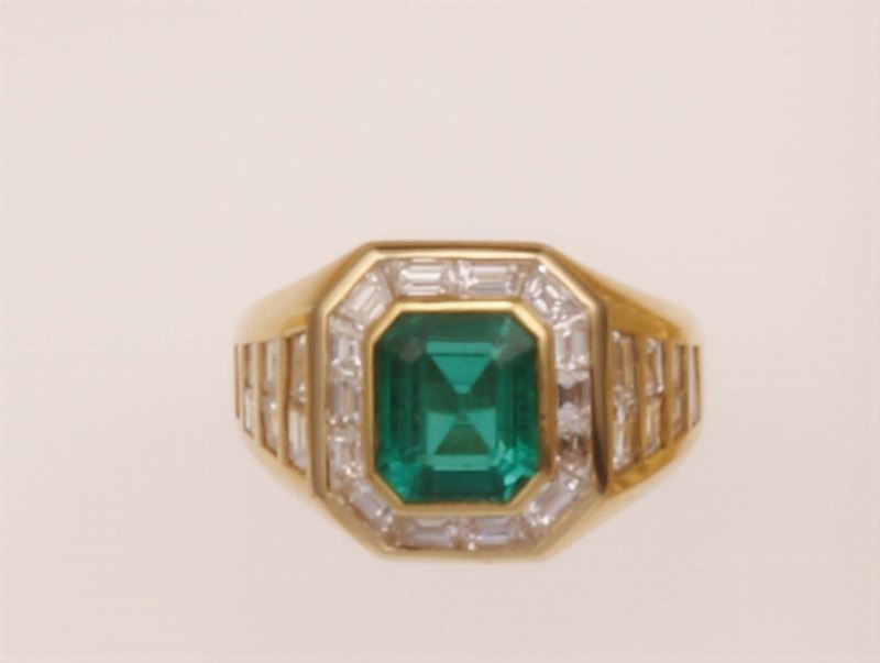 Emerald and diamond ring  - Auction Fine Jewels - Cambi Casa d'Aste
