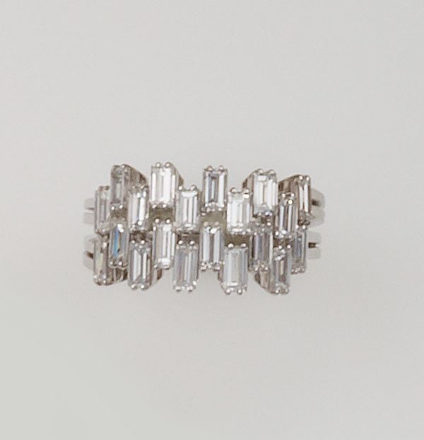 Emerald-cut diamond ring