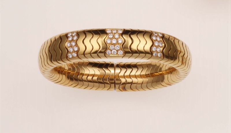 Gold and diamond bangle  - Auction Fine Jewels - Cambi Casa d'Aste