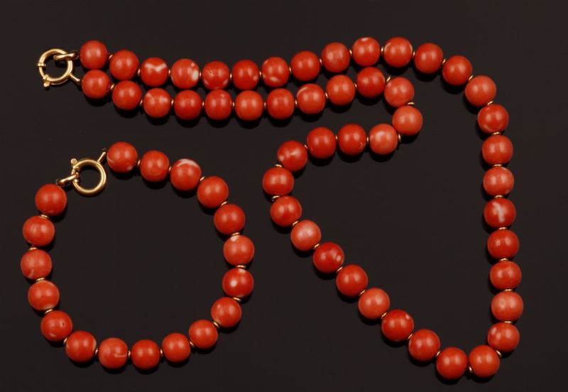 Coral and gold bracelet and necklace  - Auction Fine Coral Jewels - Cambi Casa d'Aste
