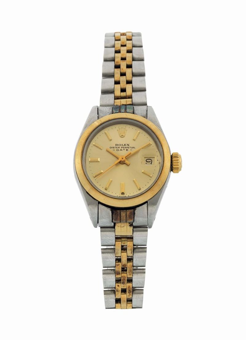 Rolex, Oyster Perpetual Date, Ref. 6916. Fine, self winding, water resistant, stainless steel and gold wristwatch with date and an original bracelet with deployant clasp. Made circa 1970  - Auction Watches and Pocket Watches - Cambi Casa d'Aste