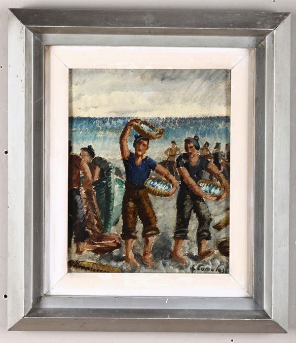 Armando Cuniolo (1900-1955) Pescatori, 1934