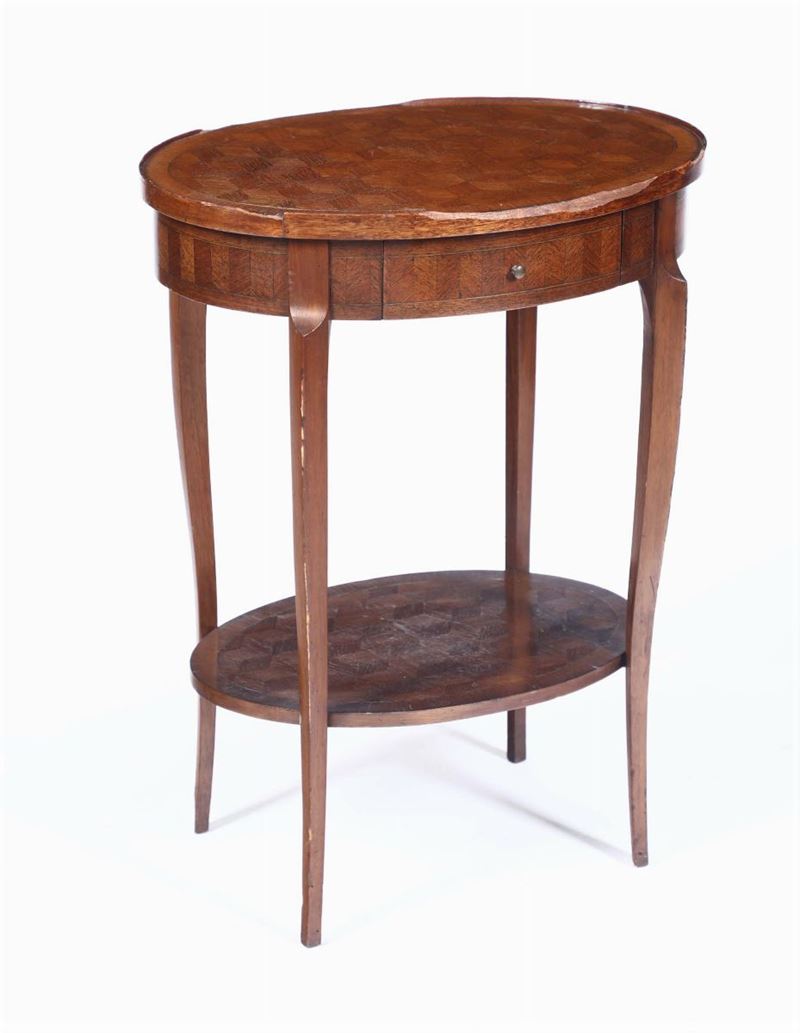 Tavolino ovale lastronato ed intarsiato, XIX secolo  - Auction Fine Art - Cambi Casa d'Aste