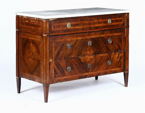 Comò lastronato ed intarsiato, Genova fine XVIII secolo