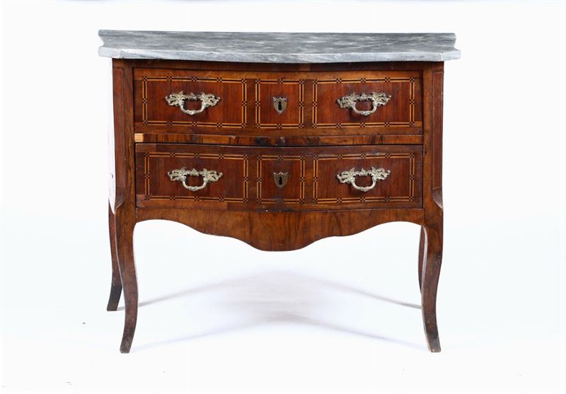 Comò Luigi XV a due cassetti, XVIII-XIX secolo  - Auction Fine Art - Cambi Casa d'Aste