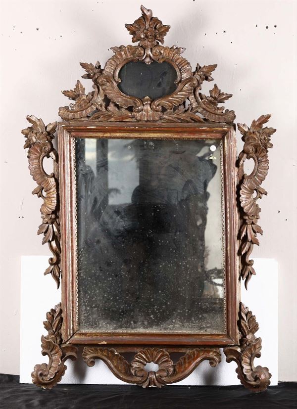 Specchiera in legno intagliato e dipinto, XIX secolo