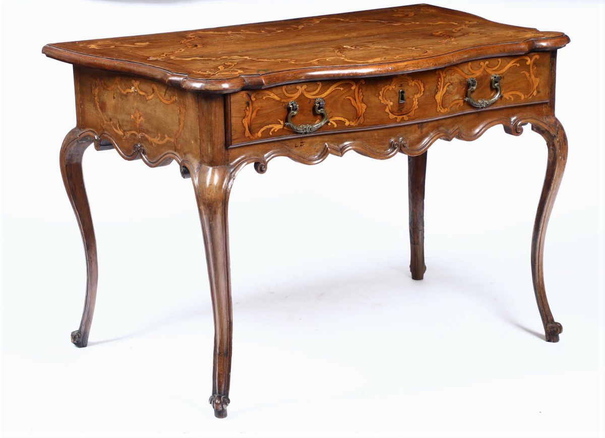 Consolle in Legno Intarsiato, Piemonte XVIII-XIX Secolo