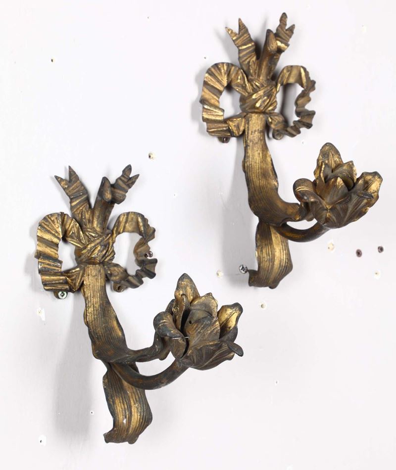 Coppia di appliques in bronzo dorato  - Asta Antiquariato - Cambi Casa d'Aste