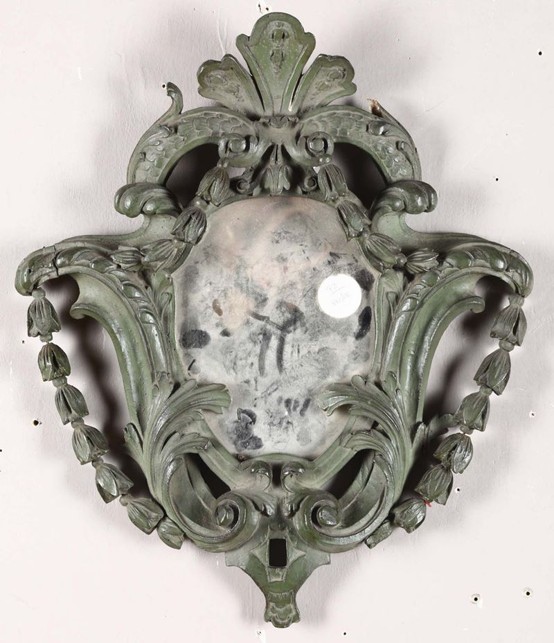 Specchierina in legno intagliato e dipinto  - Auction Fine Art - Cambi Casa d'Aste