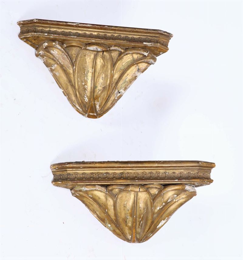 Coppia di mensole intagliate e dorate  - Auction Fine Art - Cambi Casa d'Aste