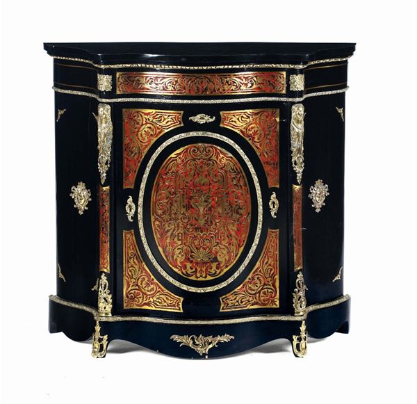 Credenza boulle mossa ad un'anta, XIX secolo