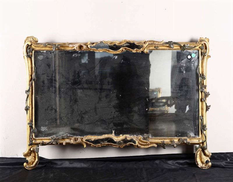 Specchiera in legno intagliato, dorato e dipinto, Venezia XIX secolo  - Auction Fine Art - Cambi Casa d'Aste